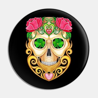 Sugar skull fancy vintage and gems day of the dead. Pin