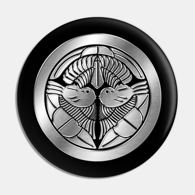 Uesugi Clan Kamon Silver Chrome Pin by Takeda_Art