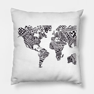 Zentangle World Map Pillow