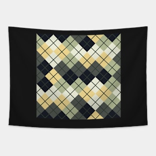 Argyle Pattern Green Yellow and Slate Tapestry