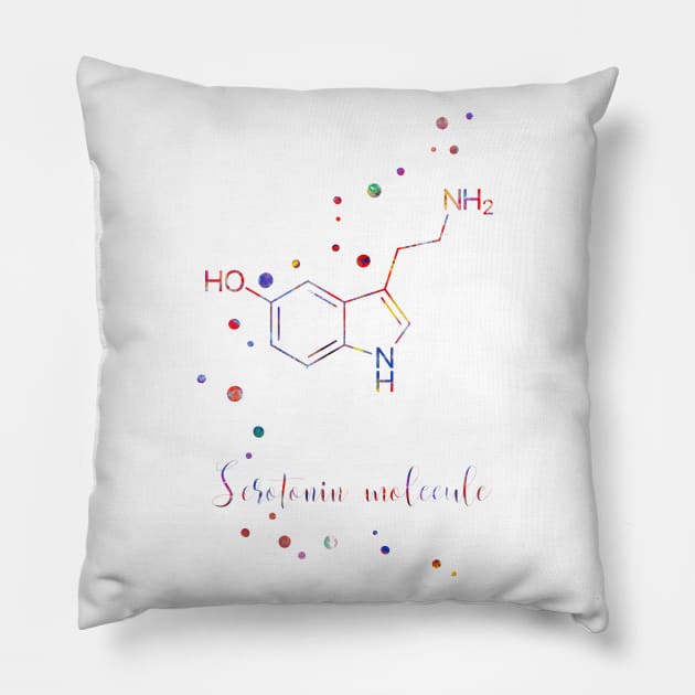 Serotonin molecule Pillow by RosaliArt