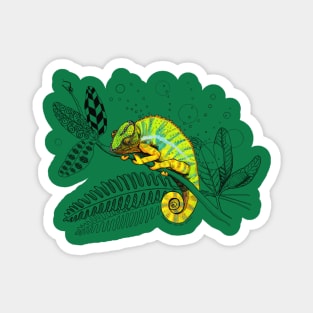 Colorful Panther Chameleon Doodle Magnet