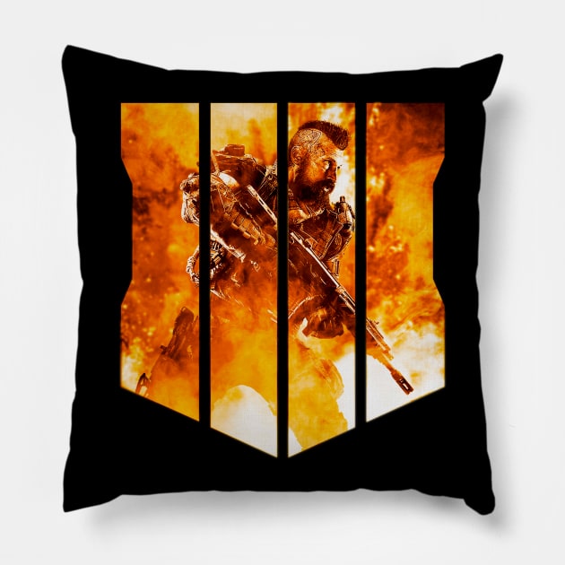 Black Ops 4 - The Soldier In The Smoke Orange Pillow by bardor2@gmail.com