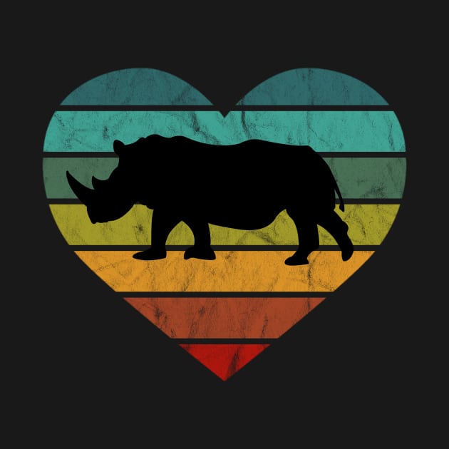 I Love Rhinos Retro Heart by NoPlanB