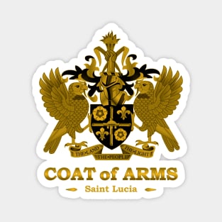 St Lucia Coat of Arms Gold Magnet