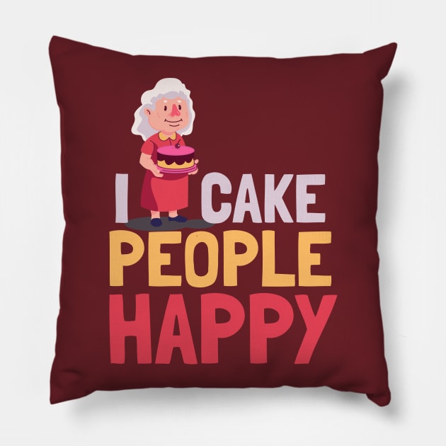 Funny and cute pastry cake grandma design for baking lovers Pillow by emmjott