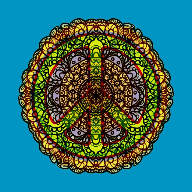 Peace Mandala - Rainbow by Bits