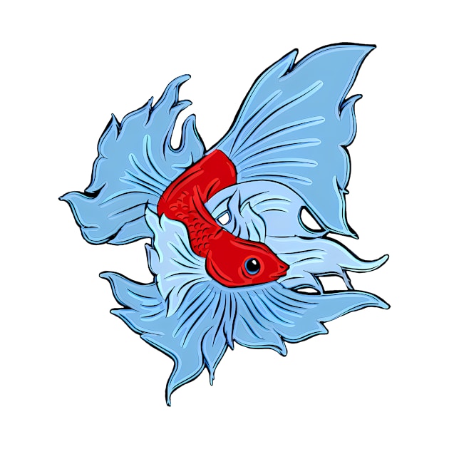 Betta Fish In Red And Blue by PhotoArts