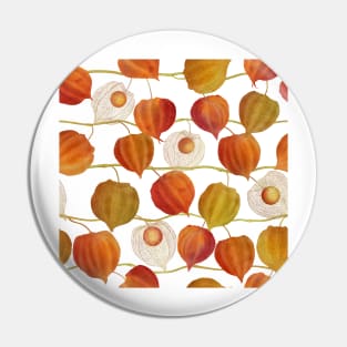 Golden berry flowers watercolor print. Autumn Physalis plants. Cape gooseberry buds. Chinese lantern. Pin