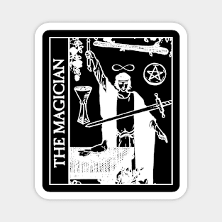 The Magician Tarot Card Black and White Magnet