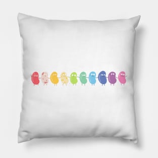 Cute rainbow coloured jelly beans holding hands Pillow