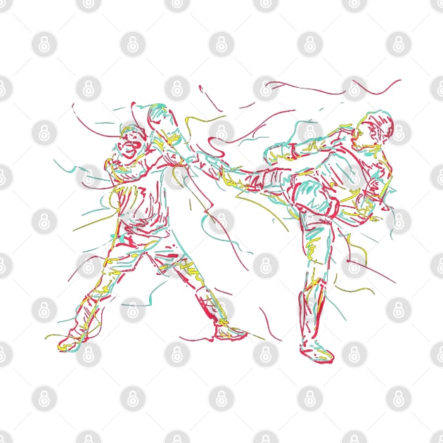 Kick boxing line drawing by BoxingTee