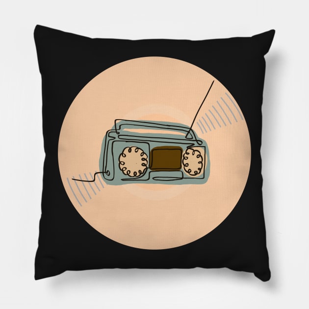 Vinyl - Radio minimalist line art Pillow by SwasRasaily