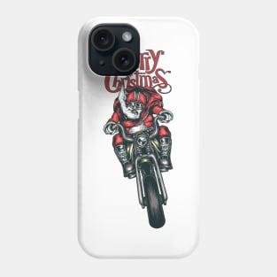 santa clause riding motorcycle Phone Case