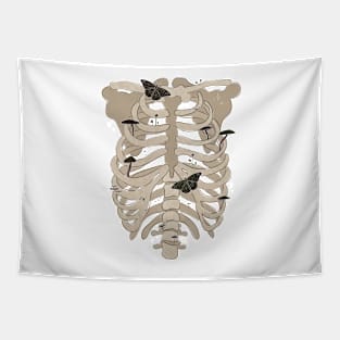 Dark Blooming Ribcage Tapestry