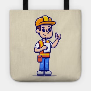 Man Architect Construction Holding Paper Sketch Tote