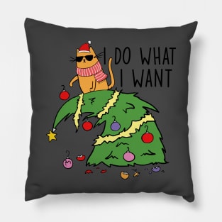 I Do What I Want - Angry Christmas Cat Pillow