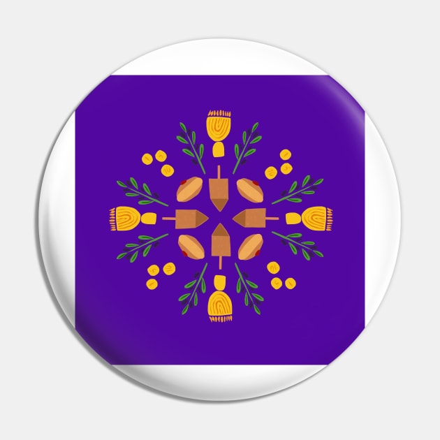 Indigo Chanukah Roundel Pin by TillaCrowne