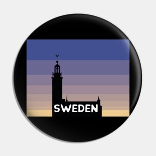 Sweden Stadshus with blue and yellow sunrise Pin