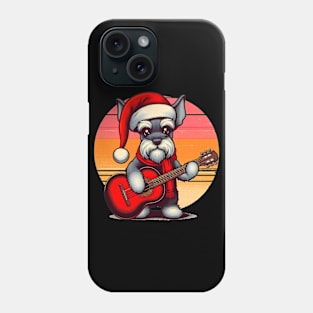 Perro Schnauzer navideño con guitarra 2 Phone Case