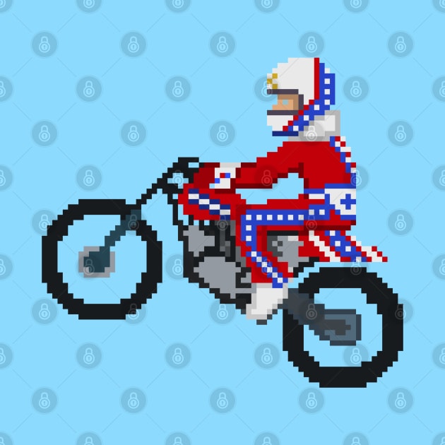 vintage motorcycle daredevil 8bit pixel art by TommySniderArt