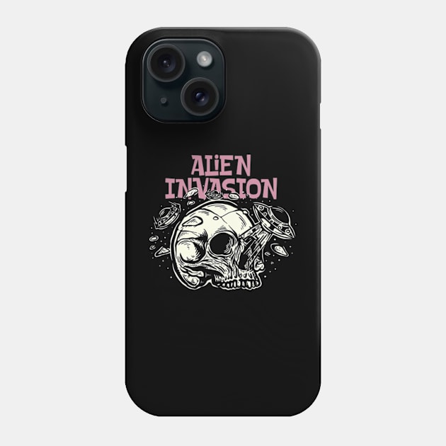 rock skull teror - alien invasion Phone Case by Rock Skull Terror