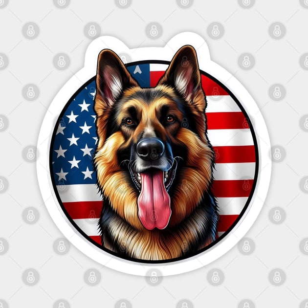 Patriotic German Shepherd Dog American Flag Magnet by JessArty