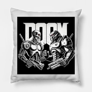 Doom Guy vs. Terminator Pillow