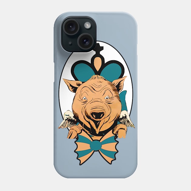 Holy pig with a tie, wings and cross Phone Case by Marccelus