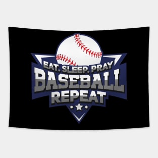 Eat Sleep Pray Baseball Repeat - Vintage Sports Tapestry