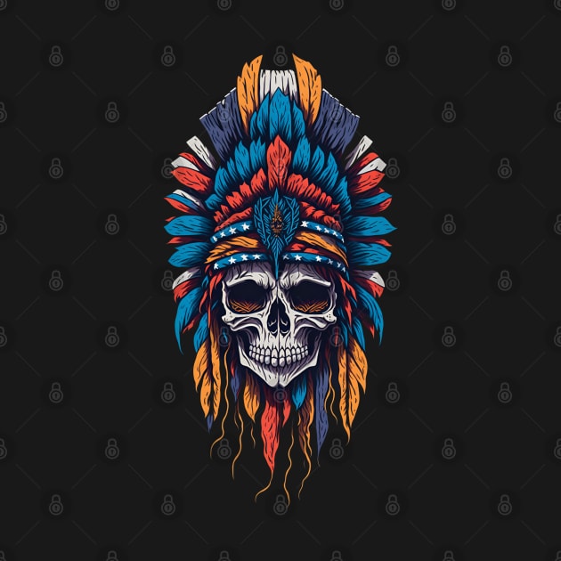 Native American Chief Skull by PlayfulPrints