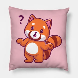 Cute Red Panda Confuse Cartoon Pillow