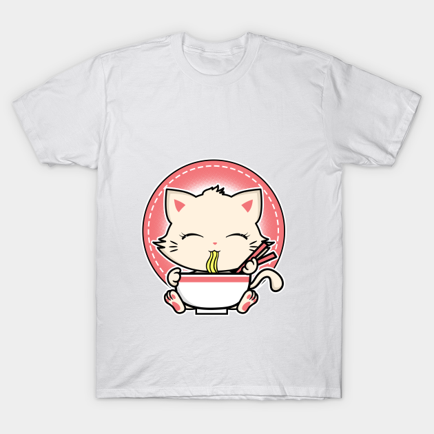Kawaii Ramen Noodle Cat Kitty Cute - Ramen Cat - T-Shirt | TeePublic