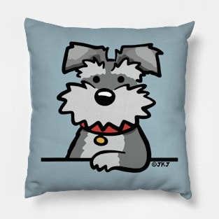 Floppy Eared Schnauzer Cartoon Grey Dog Pillow