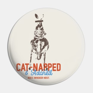 Cat-Napped and Adored Funny Pun Cat Kangaroo Pin