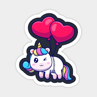 cute unicorn floating with love Magnet