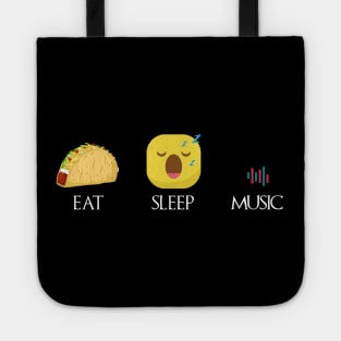 Eat sleep music repeat emoji emoticons graphic Tote