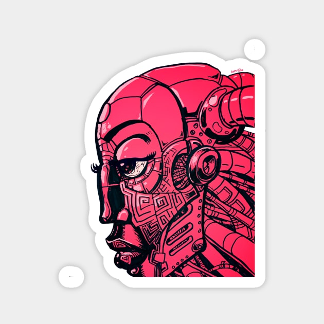 Robot Lady- Rose Magnet by Samax