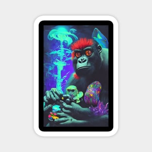 crazy gorilla playing playstation Magnet