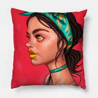 Girl with ribbon Pillow