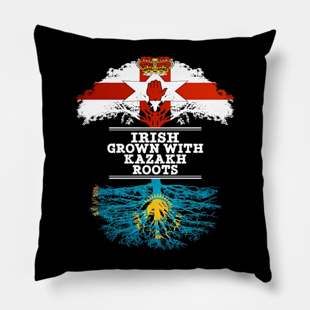 Northern Irish Grown With Kazakh Roots - Gift for Kazakh With Roots From Kazakhstan Pillow by Country Flags