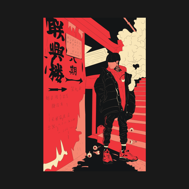 Hypebeast boy Chinese illustration by nanaminhae