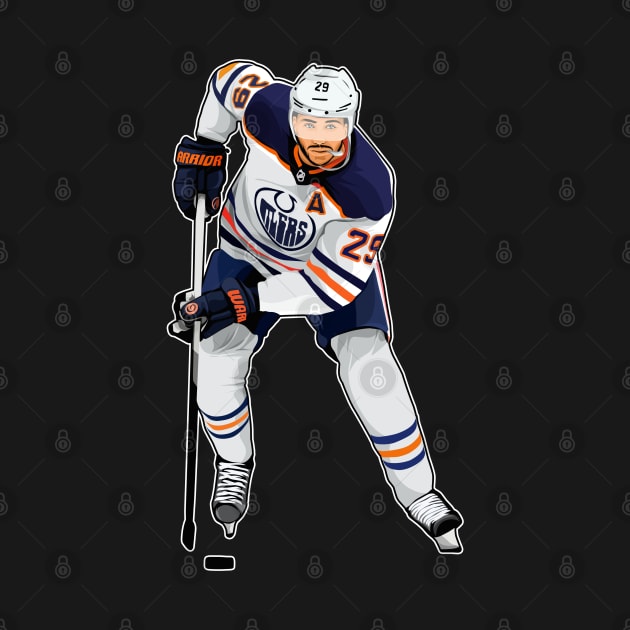 Leon Draisaitl #29 Skates The Puck by RunAndGow