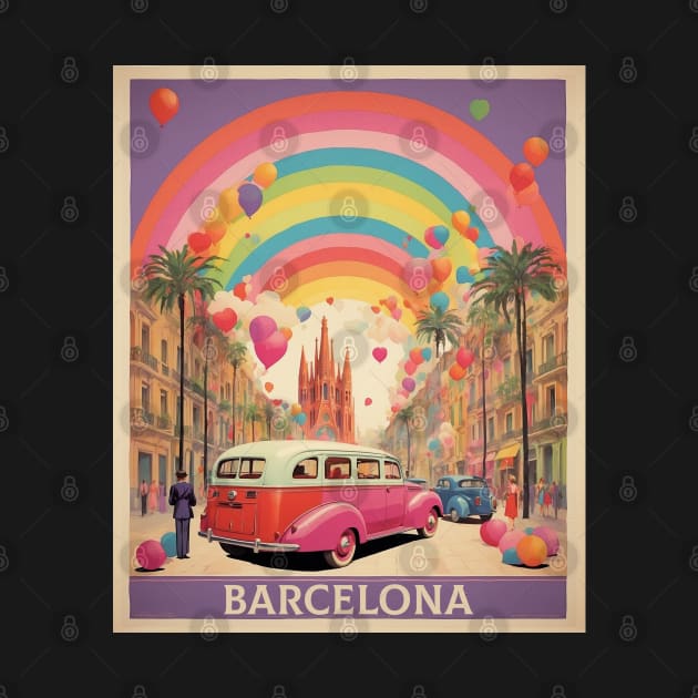 Barcelona Spain Valentine's Day Vintage Retro by TravelersGems