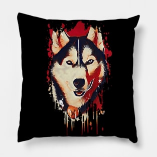 Husky Dog Tie Dye art design Pillow