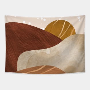 Brown Watercolor Sunset Tapestry