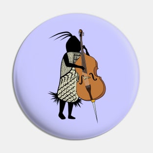 Cute Musician Playing Contrabass Pin