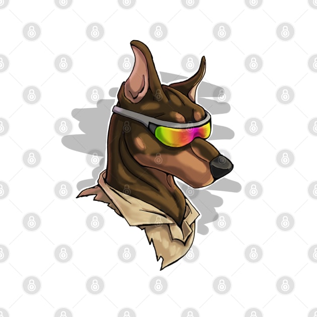 Cool Brown Doberman with Shades by Bamsdrawz