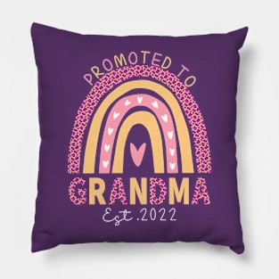 Promoted To Grandma Est 2022 Leopard Rainbow Pregnancy Announcement Pillow