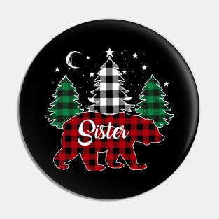 Sister Bear Buffalo Red Plaid Matching Family Christmas Pin